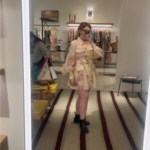 Zimmermann Cream and Pink Floral Mini Dress